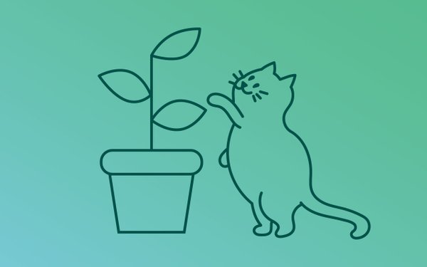 Illustration einer süßen Katzen mit einer Topfpflanze